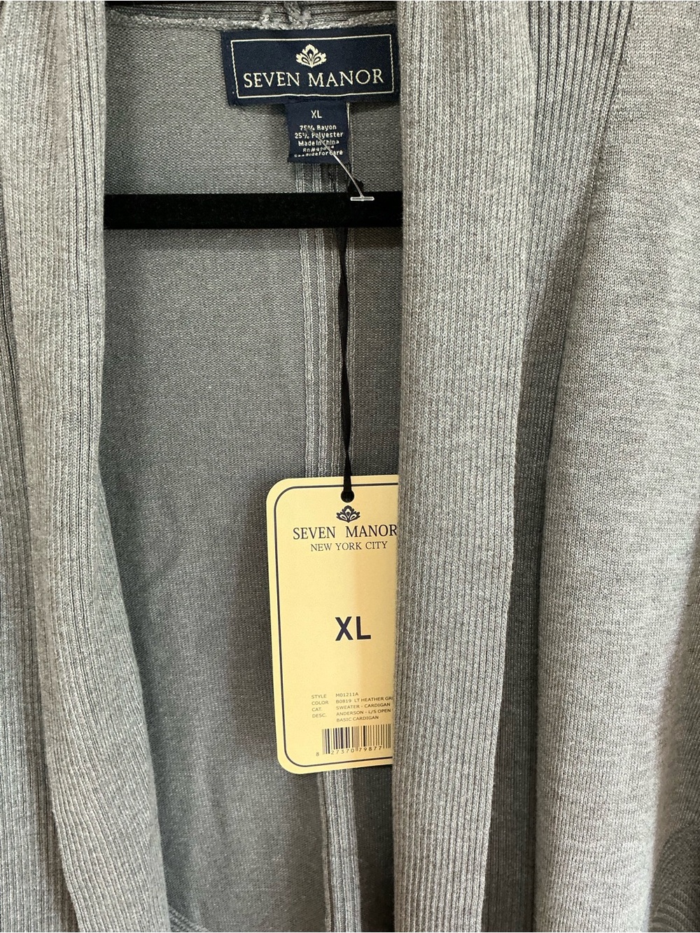 Open-Front Long Ribbed Cardigan Sweater - Gray - Picture 2 of 6